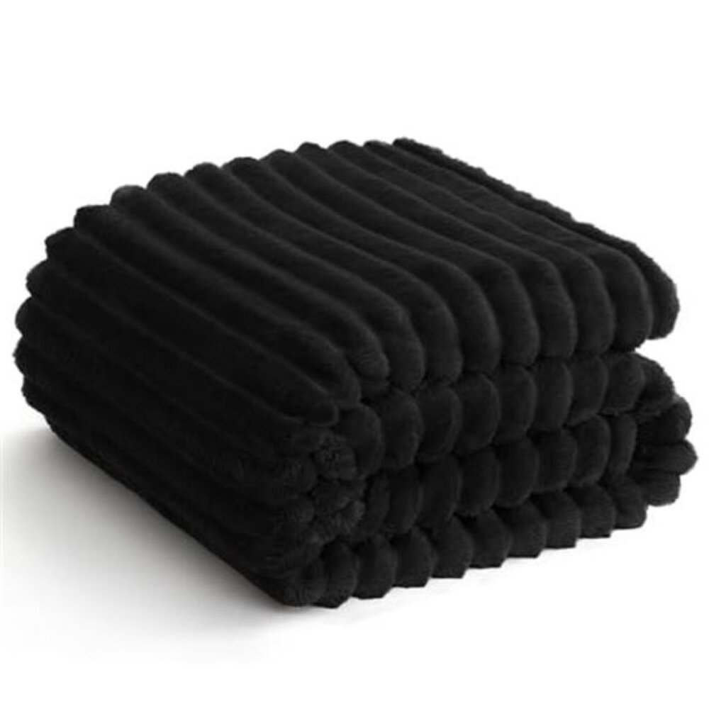 Soft Black Throw Blanket Cozy Fleece Lightweight Warm Bed Couch Blanket 50x60